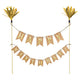 Happy Birthday Gold Cake Picks Banner - Party Savers