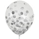 Silver Confetti Latex Balloons 30cm 6pk - Party Savers