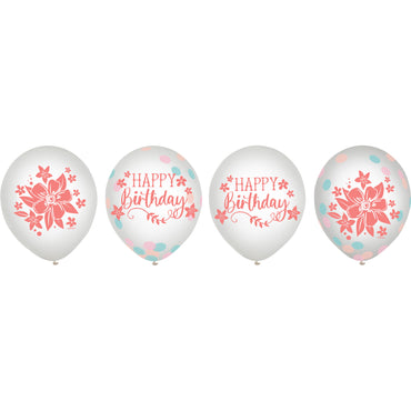 Free Spirit Happy Birthday Latex Balloons & Confetti 30cm 6pk