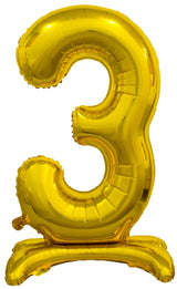 Number 3 Gold Giant Standing Air Filled Foil Balloon 76.2cm Each