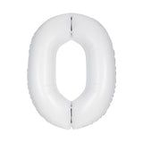 Number 0 Matte White Foil Balloon 86cm Each