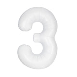 Number 3 Matte White Foil Balloon 86cm Each