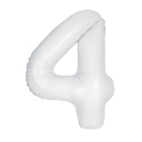 Number 4 Matte White Foil Balloon 86cm Each