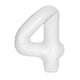 Number 4 Matte White Foil Balloon 86cm Each