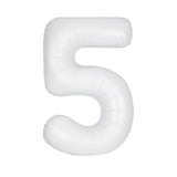 Number 5 Matte White Foil Balloon 86cm Each