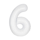 Number 6 Matte White Foil Balloon 86cm Each