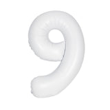 Number 9 Matte White Foil Balloon 86cm Each