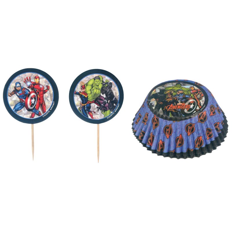 Avengers Unite Cupcake Cases & Picks Set 48pk - Party Savers