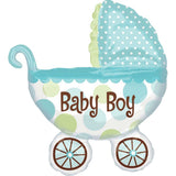 Baby Buggy Boy SuperShape Foil Balloon 71cm x 79cm - Party Savers