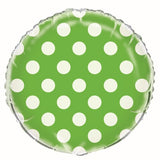 Lime Green Dots Round Balloon Foil 45cm - Party Savers