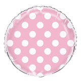 Pastel Pink Dots Round Foil Balloon 45cm - Party Savers