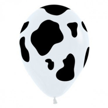 Cow Print Animal Black And White Latex Baloons 30cm 12pk - Party Savers