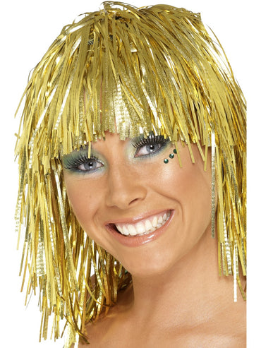 Gold Cyber Tinsel Wig - Party Savers