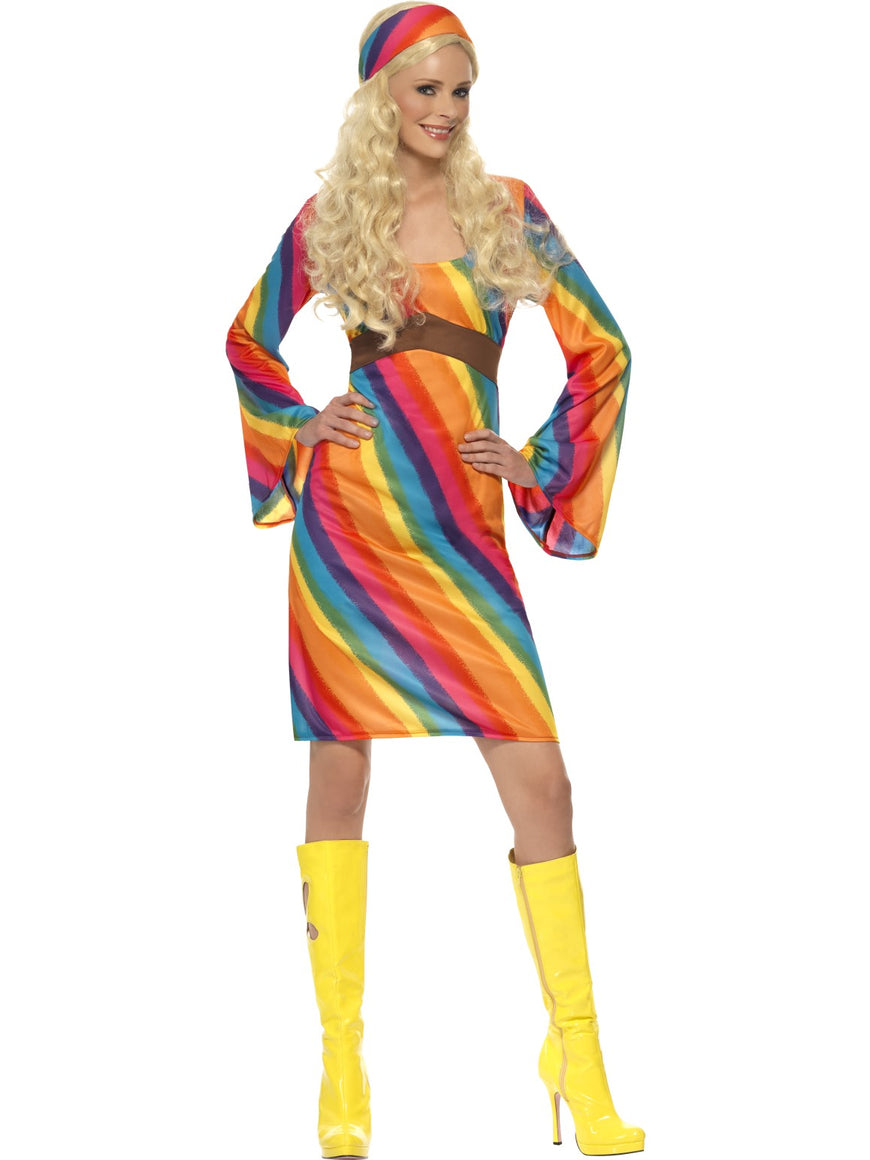 Womens Costume - Rainbow Hippie - Party Savers