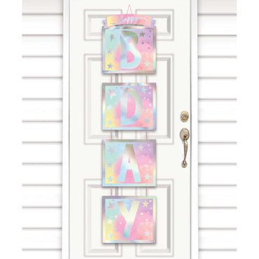 Luminous Birthday Iridescent Foil BDAY Door Hanging Decoration 86cm Each