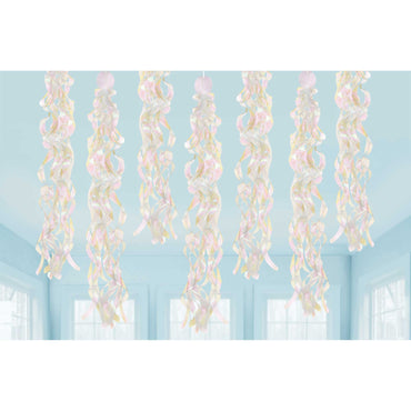 Luminous Birthday Iridescent Swirls Hanging Decorations 86cm 10pk