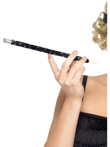 Black Sequinned Prop Cigarette Holder - Party Savers