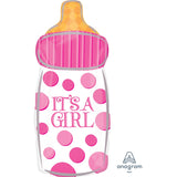 It's A Girl Bottle Jr Shape Foil Balloon 25cm x 58cm - Party Savers