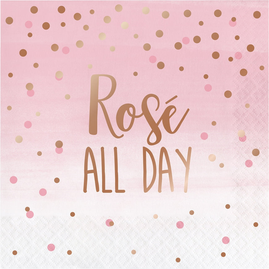 Rose All Day Lunch Napkins Rose All Day Rose Gold Foil 16pk - Party Savers