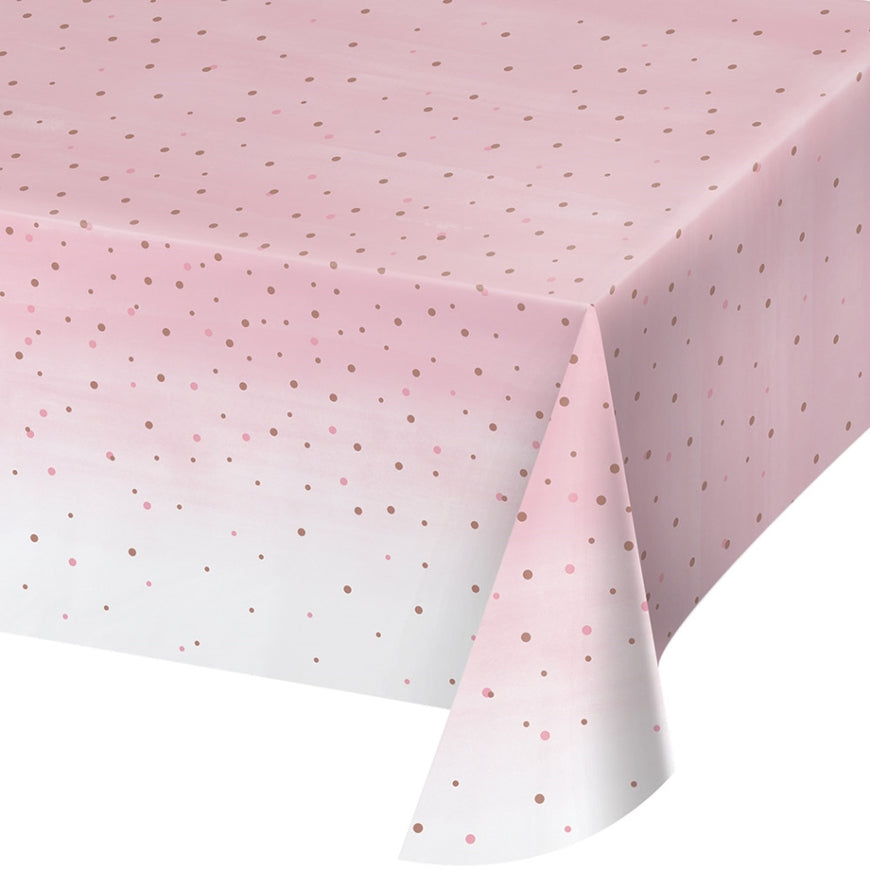 Rose All Day Tablecover Dots All Over Print Rose Gold Foil - Party Savers