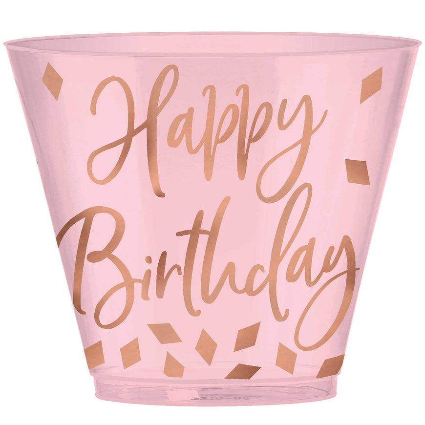 Blush Birthday Hot-Stamped Plastic Tumblers 266ml 30pk