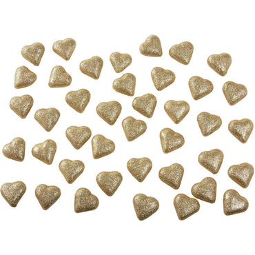 Gold Heart Table Scatters Gold Glittered Foam Sprinkles 40pk - Party Savers