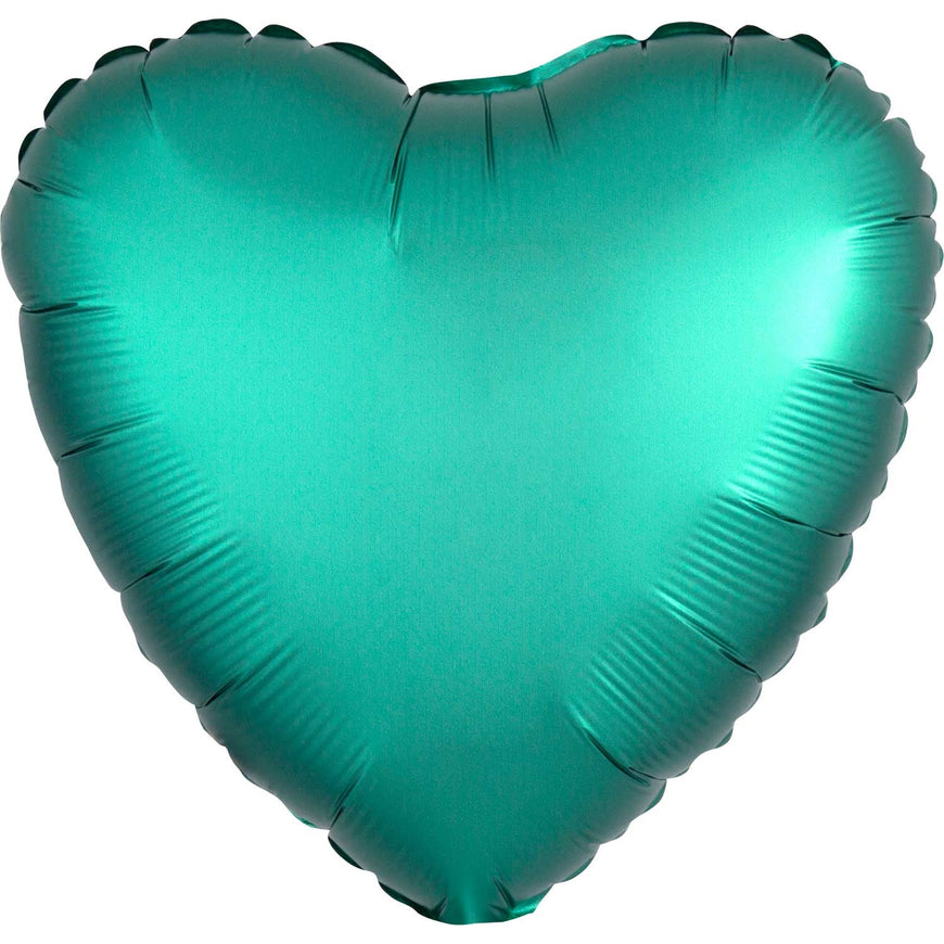 Green Satin Heart Foil Balloon 43cm - Party Savers