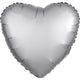 Silver Satin Heart Foil Balloon 43cm - Party Savers