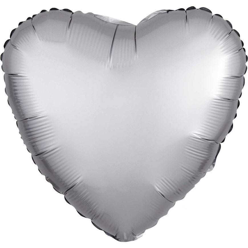 Black Satin Heart Foil Balloon 43cm - Party Savers