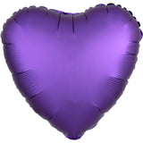 Purple Satin Heart Foil Balloon 43cm - Party Savers