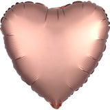 Rose Gold Satin Heart Foil Balloon 43cm - Party Savers