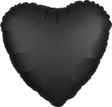 Black Satin Heart Foil Balloon 43cm - Party Savers