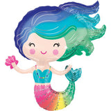 Colourful Mermaid SuperShape Foil Balloon 73cm x 76cm Each - Party Savers