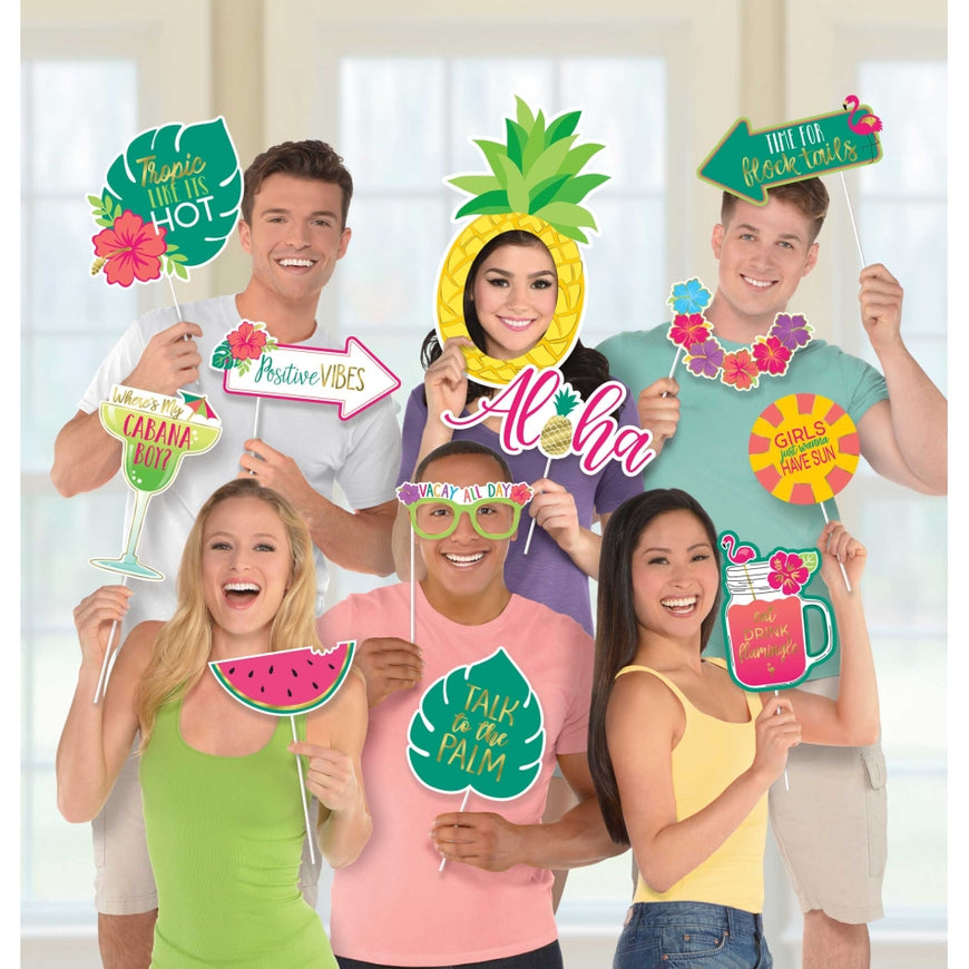 Aloha Luau Jumbo Cardboard Photo Prop Kit 12pk - Party Savers