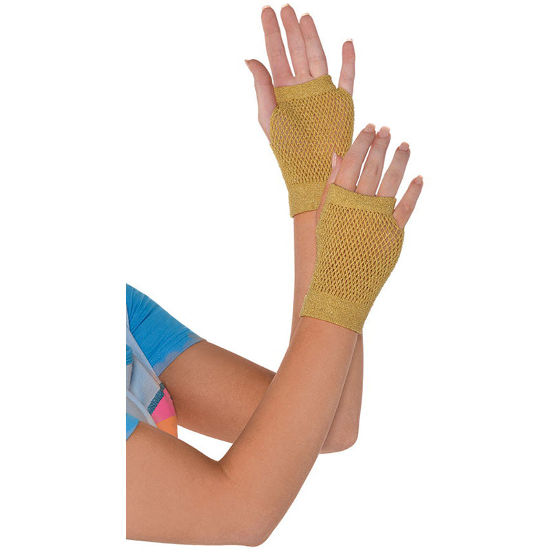 Gold Short Fishnet Gloves, Party Savers