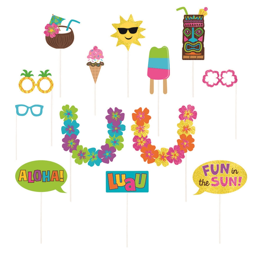 Summer Luau Photo Prop Kit 13pk - Party Savers