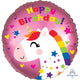 Satin Unicorn Happy Birthday Foil Balloon 45cm - Party Savers