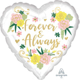 Forever & Always Floral Heart Foil Balloon 45cm Each