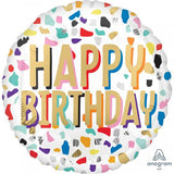 Confetti Happy Birthday Foil Balloon 45cm Each