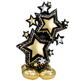 AirLoonz Black & Gold Star Foil Balloon 86cm x 149cm Each - Party Savers