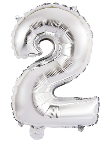 Number 2 Silver Foil Balloon 35cm - Party Savers