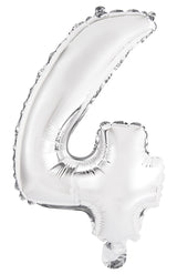 Number 4 Silver Foil Balloon 35cm - Party Savers