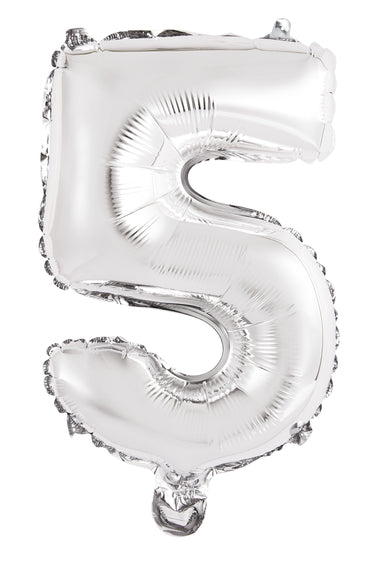 Number 5 Silver Foil Balloon 35cm - Party Savers