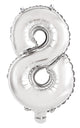 Number 8 Silver Foil Balloon 35cm - Party Savers