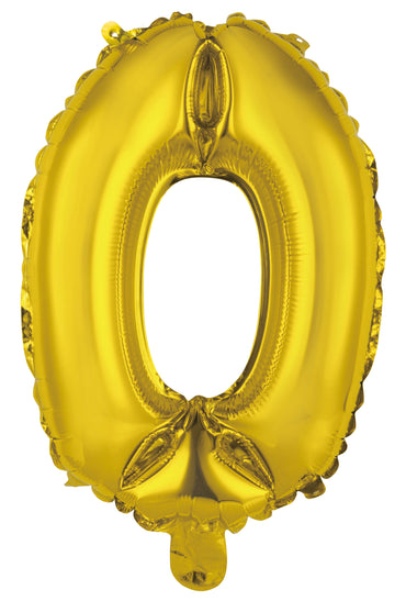 Number 0 Gold Foil Balloon 35cm - Party Savers