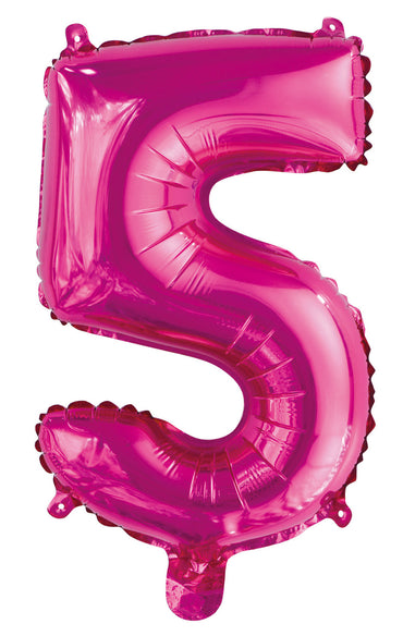 Number 5 Bright Pink Foil Balloon 35cm - Party Savers