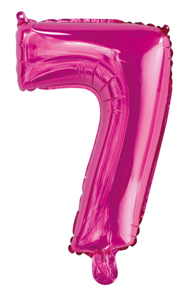 Number 7 Bright Pink Foil Balloon 35cm - Party Savers