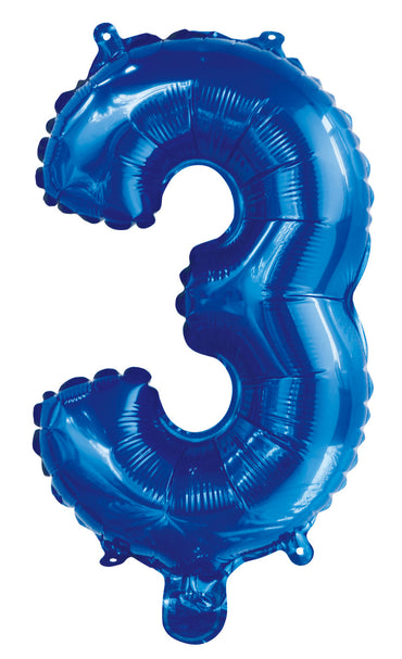 Number 3 Royal Blue Foil Balloon 35cm - Party Savers