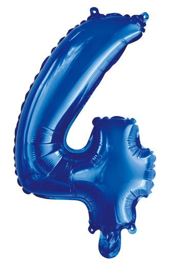 Number 4 Royal Blue Foil Balloon 35cm - Party Savers