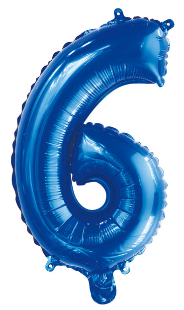 Number 6 Royal Blue Foil Balloon 35cm - Party Savers